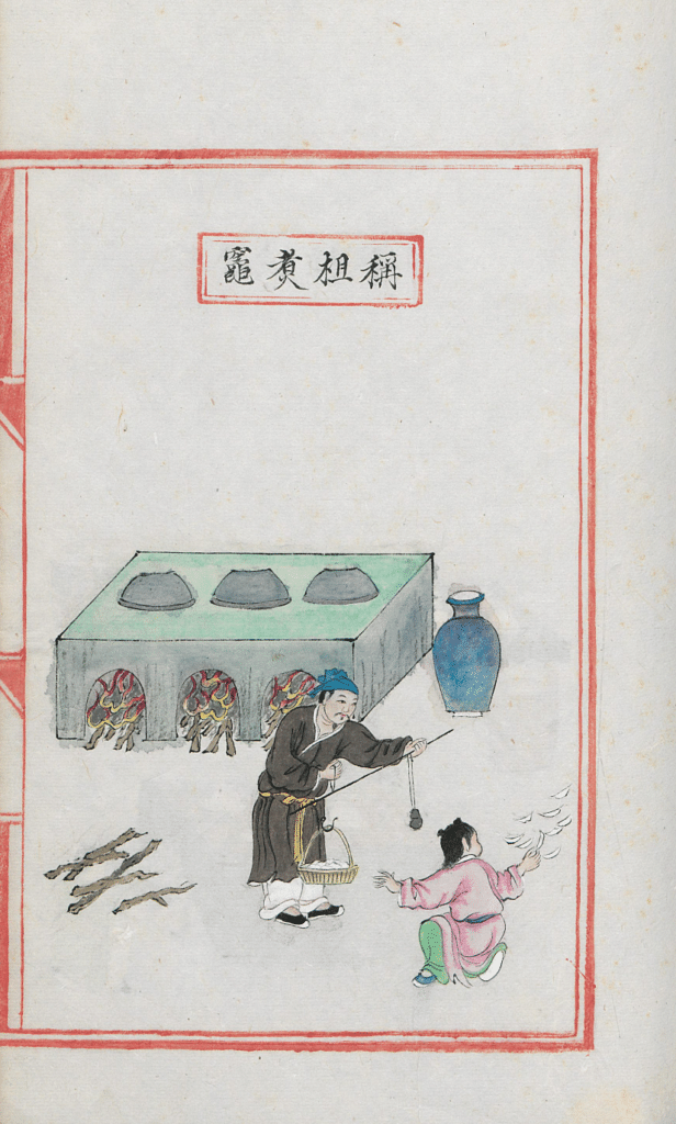 Figure 12.5a: Weighing and lighting the fire